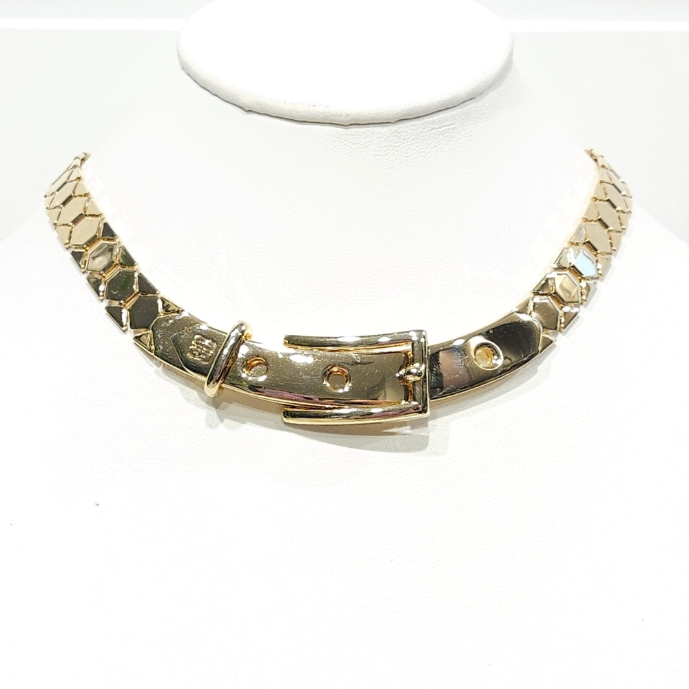 Vintage Givenchy Necklace Belt Buckle Gold Tone 70s 80s Givenchy 4G Logo